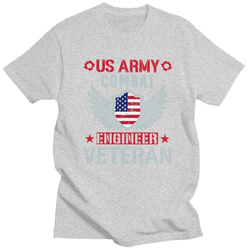 Custom US Army Combat Engineer Veteran T Shirt for Men Tshirt Tees Tshirts Slim Fit