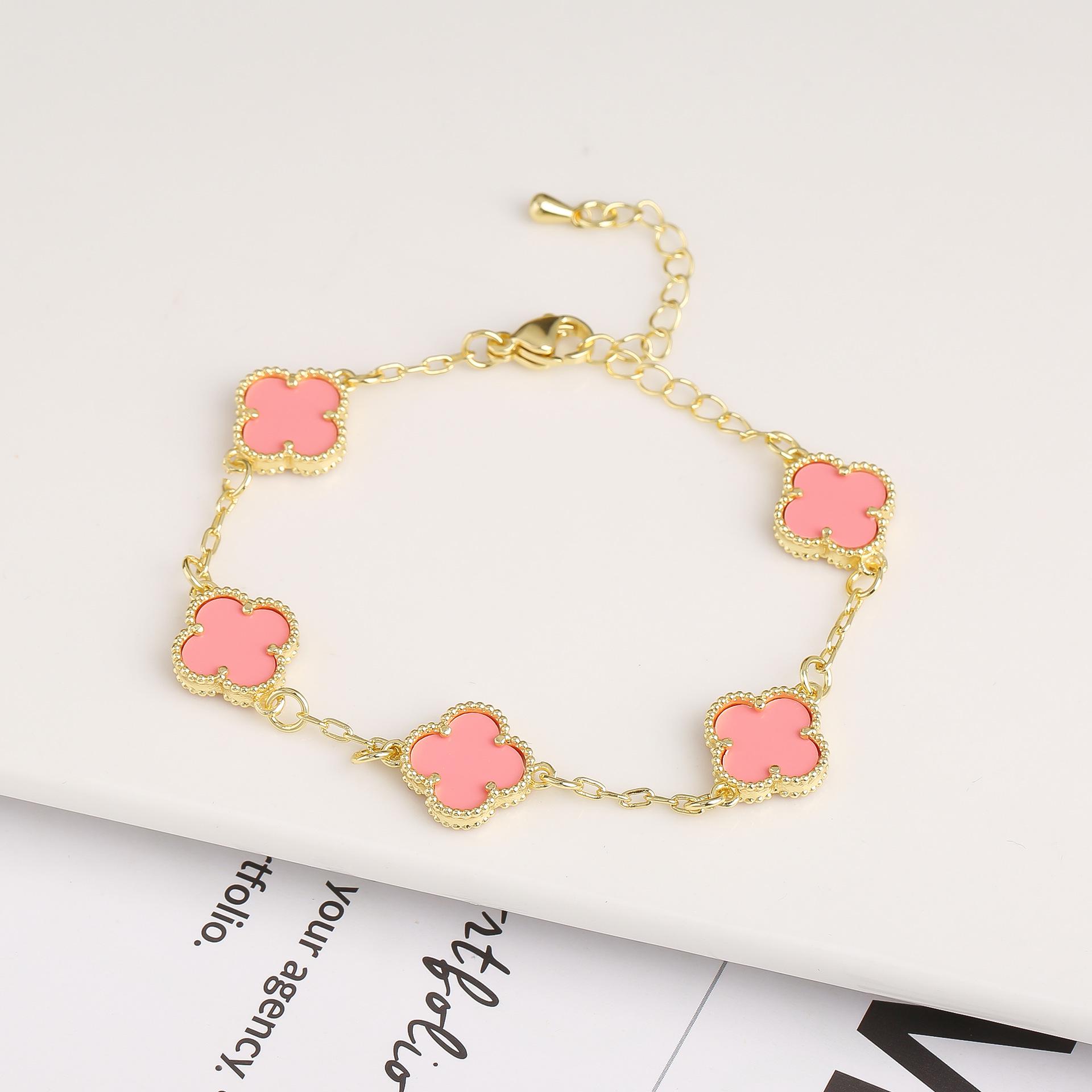 

Браслет-клевер из двухстороннего ракушечного камня 10 мм, медь с покрытием 18-каратным золотом, женские корейские украшения