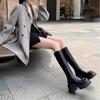 Women's High Over-the-knee Boots Round Head Half-zipper Elastic Thin Thick Bottom Boots Two Heights Optional Fashion Boots Shoes
