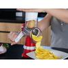 Feliator Manual 3-in-1 Ayawaska Slicer, 3 Interchangeable Stainless Steel Blades, Non-Slip Suction Base, Red Kitchen Tool