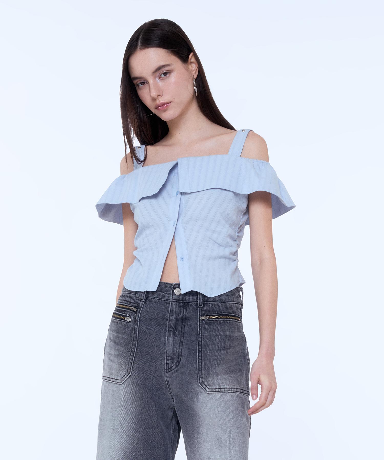 Instant Punk Buckle Off-Shoulder - Sky Blue Sky Blue/S