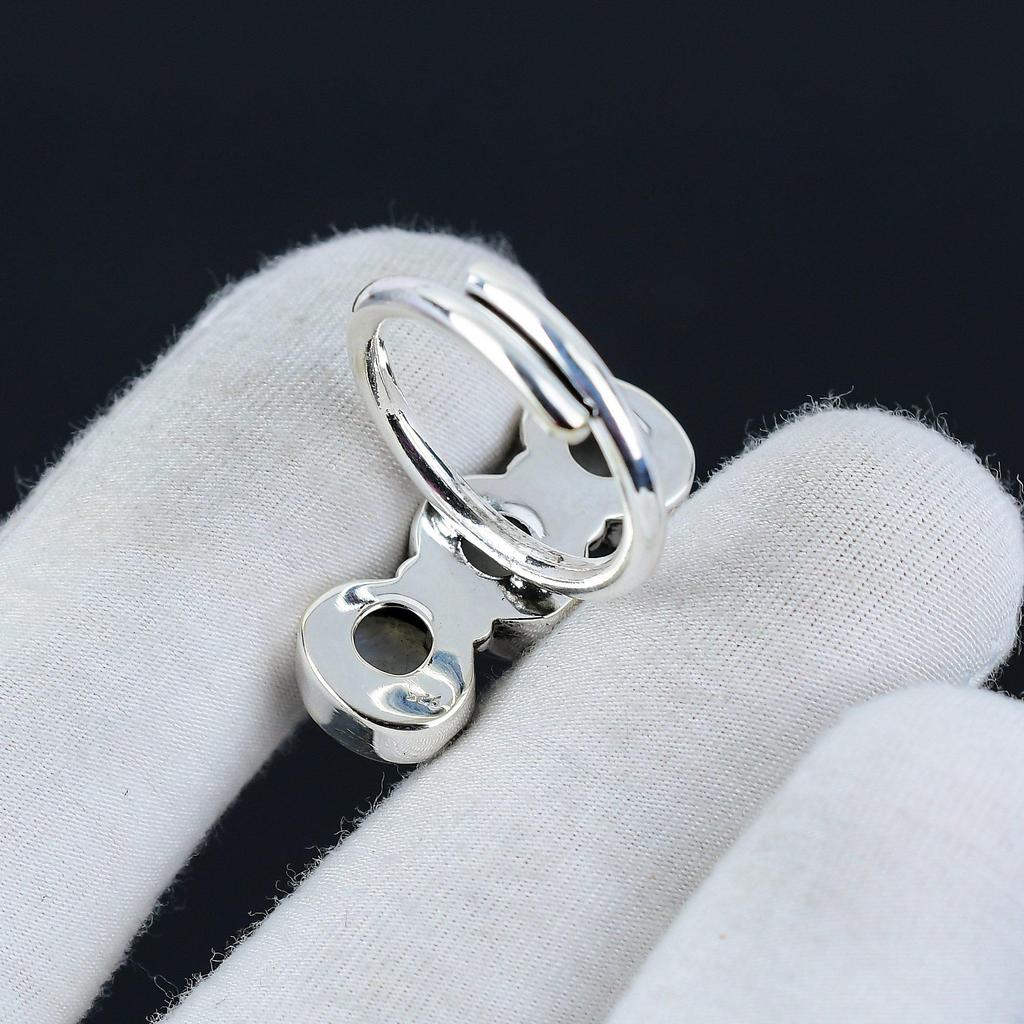 Natürlicher auffälliger Mondstein-Ring, verstellbar, 925er Sterlingsilber, passend für die US-Größen 6 bis 10, handgefertigter Boho-Schmuck für Damen und Herren, Valentinstagsgeschenke