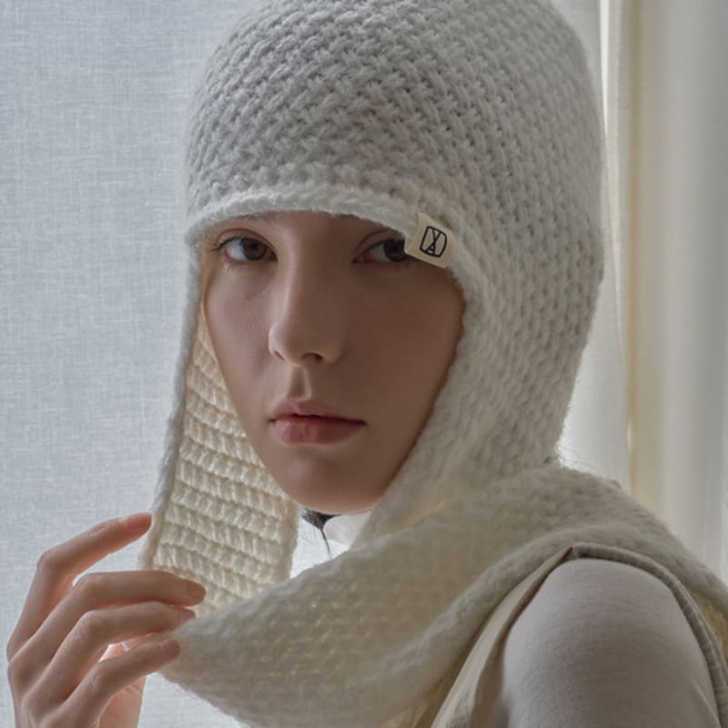 

VARZAR VA Square Label Knit Muffler Beanie _2 colors black