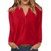 Women's T Shirt Solid Color Button Long Sleeve Daily Weekend Fashion Basic V- Neck Regular Top