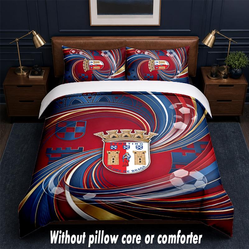 Braga FC Design Bed Bedding Set 1 Duvet Cover + 2 Pillowcases Soft Breathable Household Bed Linens