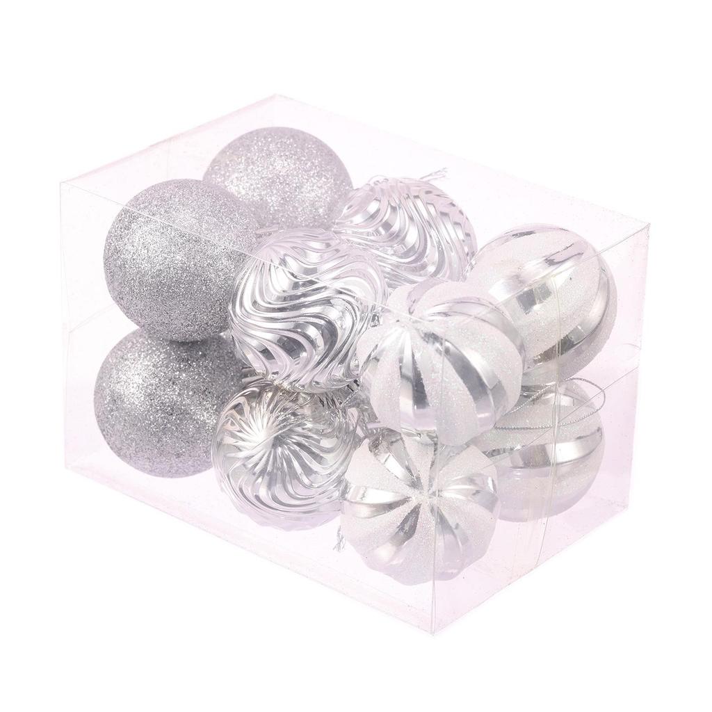 12-Piece 6cm Glitter Wave Christmas Ball Set for Tree and Ceiling Decoration