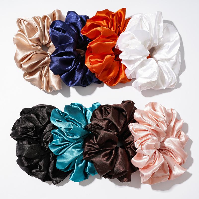 Girls Super Wide Smooth Colorful Hair tie Hair Elastics Bands for Hair Large Satin Scrunchie Hair Accessories  for Women