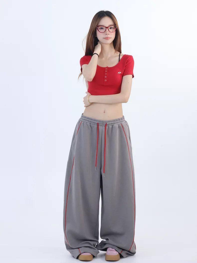 

Women s Hip Hop Striped Patchwork Sweatpants - Spring Loose Fit for Street and Jazz Dance XL