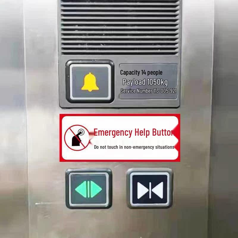 Elevator Emergency Button & Alarm Help Signage Stickers for Passenger Elevators