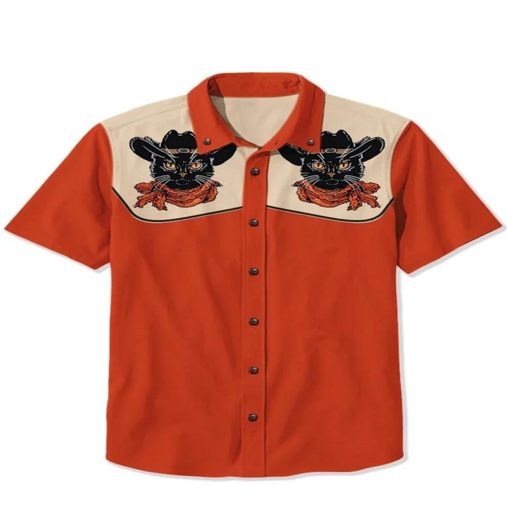 Men's Contrast Patchwork Short Sleeve Shirt Casual Lapel Button Down Top for Daily Commute Vacation