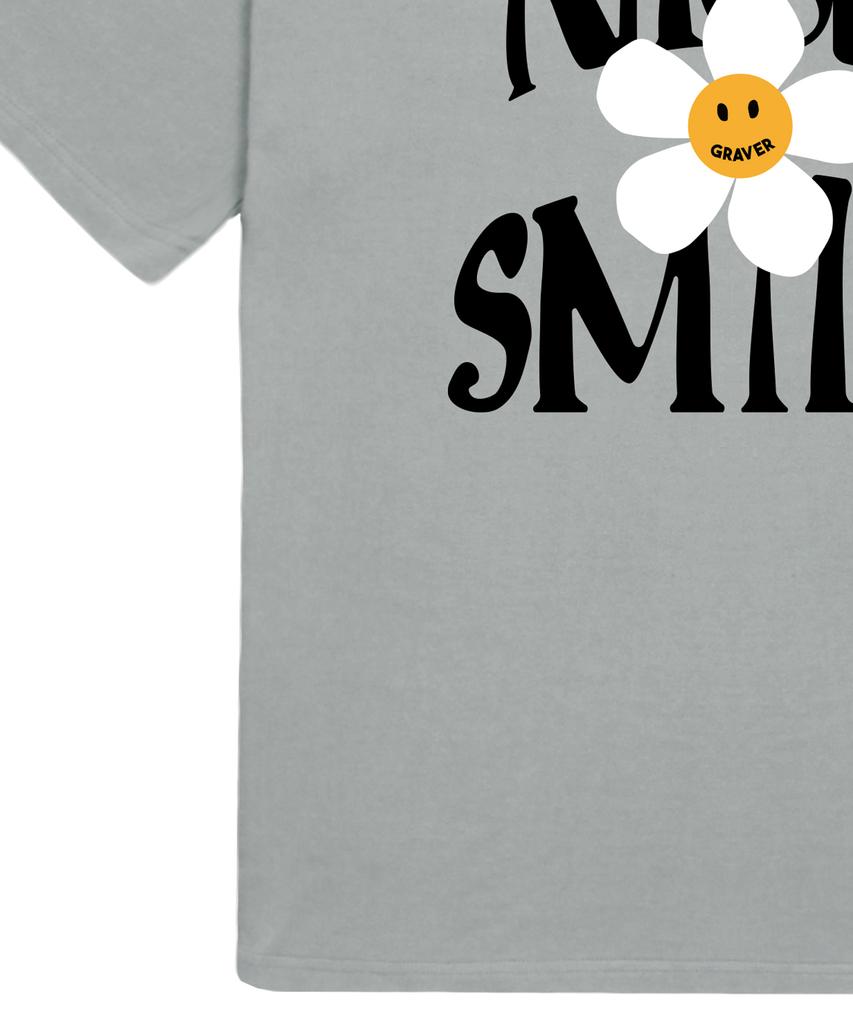 GRAVER [Unisex] Nice Smile Logo Flower Short Sleeve T-Shirt_Khaki Gray