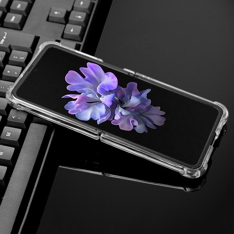 Transparent Case For Samsung Galaxy Z Flip 3 Soft Tpu +Pc Four -Corner Explosion -Proof Protective Cover For Galaxy Z Flip Case