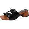 French square head bow with skirt slope heel cool slippers women's summer wear casual square and fashion one-word drag