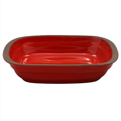 Mino Ware Värmebeständig Keramik Gratängform Trefärgad Röd Bredd ca. 18 x Djup 12 cm Mikrovågsugnssäker Tillverkad i Japan 509-15