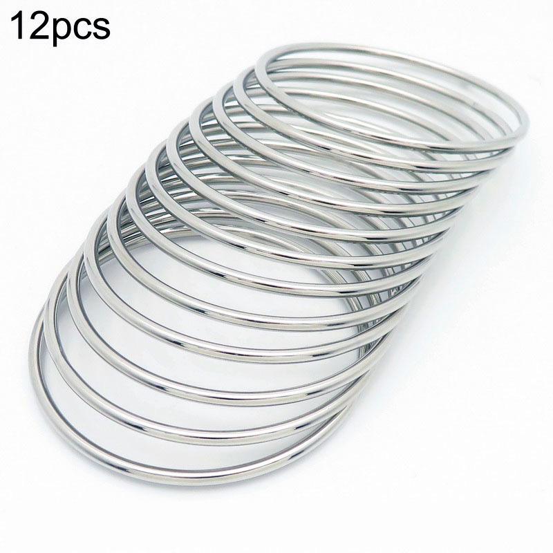 Europäischer & Amerikanischer Stil Stapelbare 3mm Edelstahl 304 Schlichte Drahtarmreifen - Mehrfarbig, Nahtlos, Einteiliges Design.