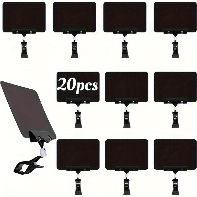 

20pcs Erasable Price Tags with Metal Clips Durable Plastic Blackboard Signs Reusable & Easy-to-Write Display Labels for Retail