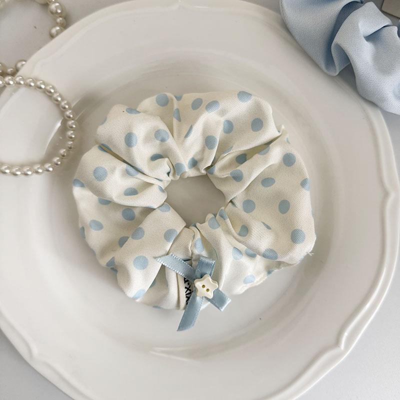 Elegant Blue Polka Dot Large Scrunchie Hair Band For Women Girls Hair Tied Bands Head Rope Ponytail Hair Accessories