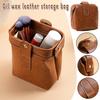 Retro Leather Makeup Bag Home Bathroom Vanity Lipstick and Makeup Brush Storage Bag Travel Portable Organization
