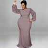 Plus Size Women Long Sleeve Sequin Midi Dress Elegant Office Wear Gray Blue Burgundy Orange XL 2XL 3XL 4XL 5XL Collection