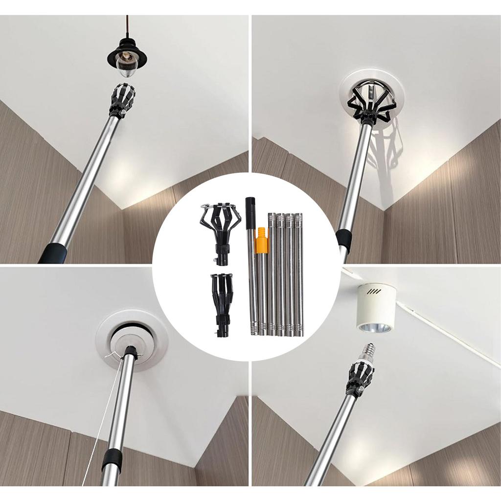 High Ceiling Light Bulb Changer Flip Cover Lock Design Telescopic Extension Pole Light Bulb Changer