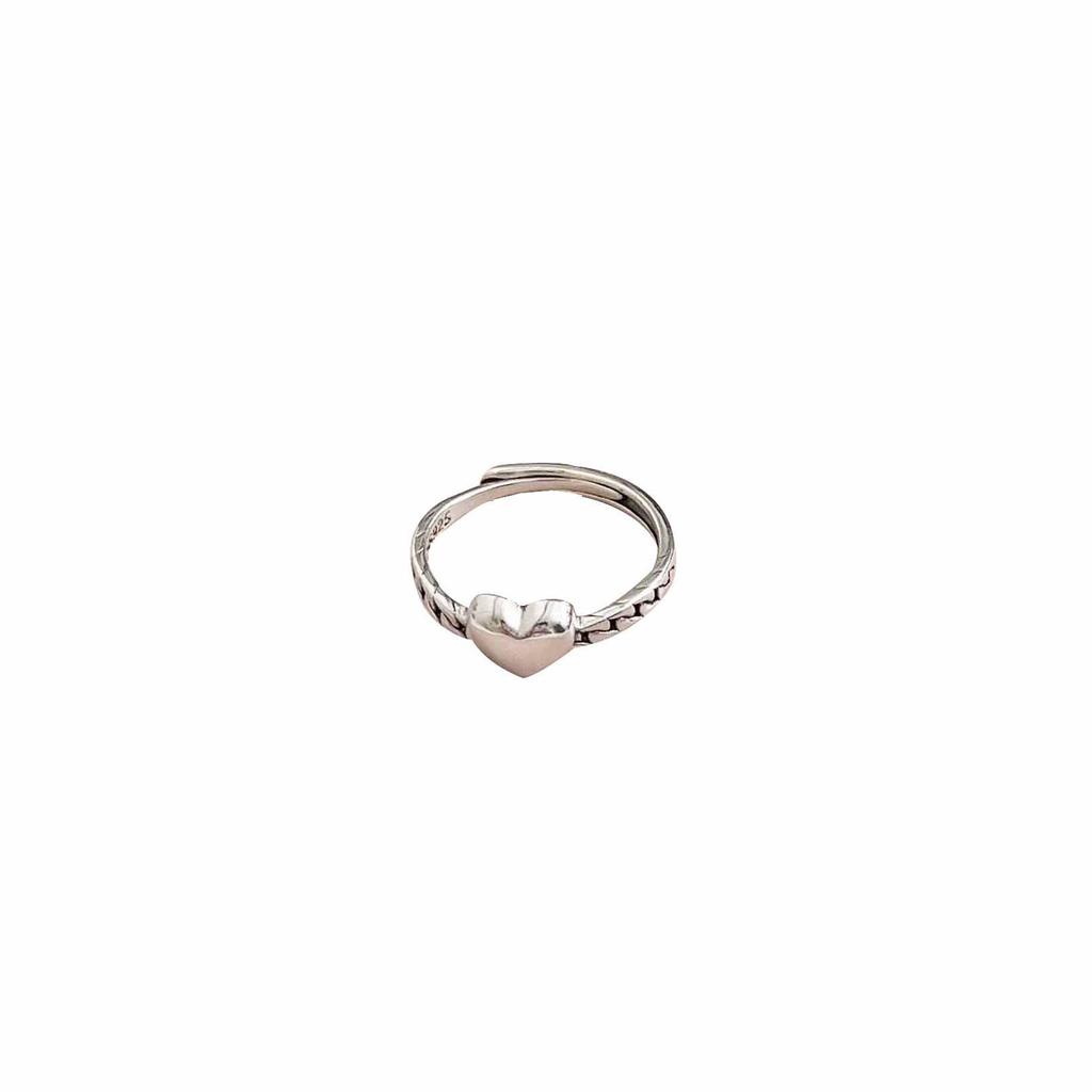 Yinruitai s925 Argent Sterling Cœur Creux Empilables Tendance Coréenne Bagues de Couple pour Femmes