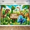 Dinosaur Jungle Birthday Party Backdrop Polyester Kids Birthday Party Decoration Banner Room Photo Booth Background Props