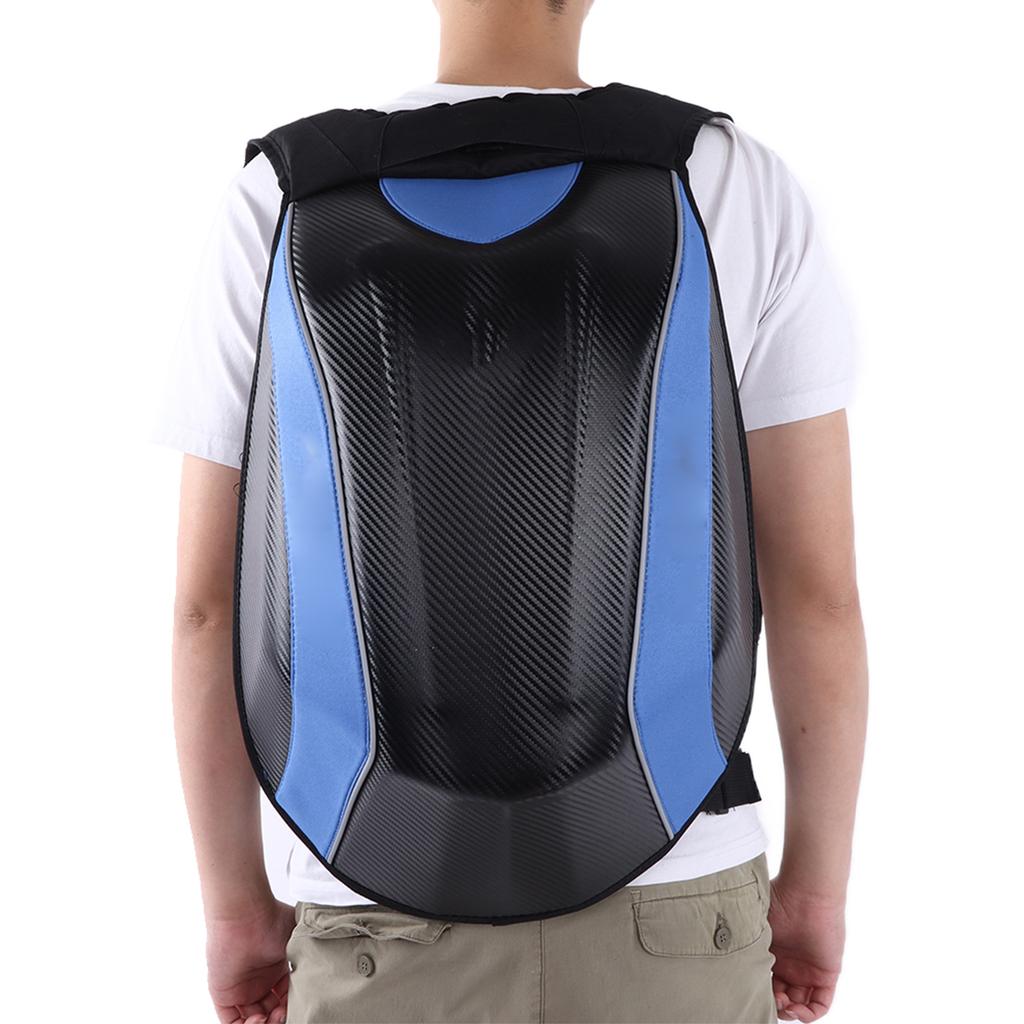 Waterproof Backpack Large Capacity Storage Bag PU Hard Shell with Reflective Strip for Riding Camping Hiking Blue