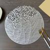 Round PVC Placemats with Gold Foil Leaf Pattern Heat Resistant Waterproof Table Mat Warm Dining Atmosphere Mats for Home Dining Party Decor