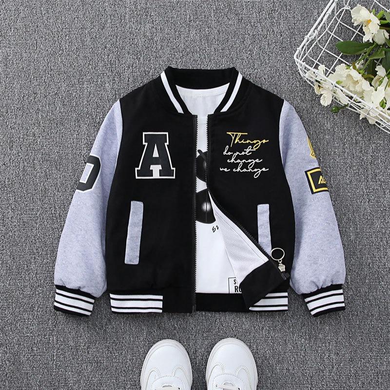 Children's Jacket Spring and Autumn Fashion Men's Letter Striped Baseball Uniform Boys Children's Jacket