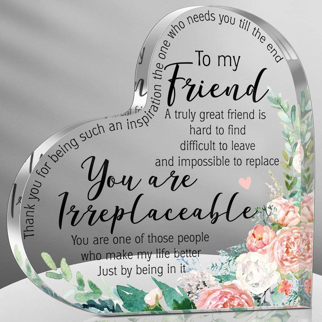 Spiareal Friends Gifts for Women Friendship Bestie Plaque Thanksgiving Best Flower Sister Birthday Thank You Gift for Female Acrylic
