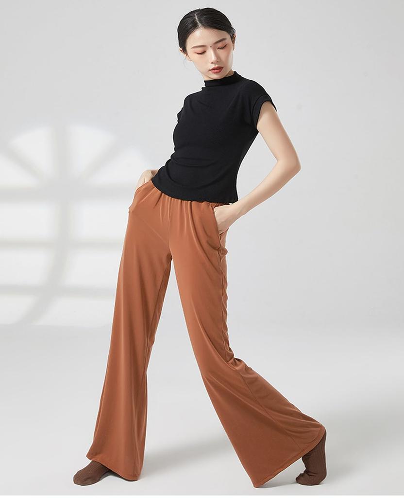 Yuoku Short Sleeve Ballet Blouse with High Stretch Top for Practice and Classical Ballroom Dance Costume High Women's Neck, Lessons, Dance, (Size L,