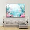 2D Watercolor Underwater Backdrop, Pastel Coral Reef and Fish Photography Background
