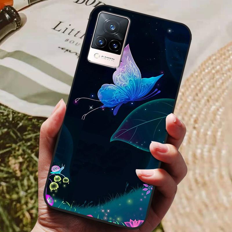 Dla Etui Coque vivo V21e Silikonowe Etui na Telefon z Tylną Pokrywą Dla vivo V21e Etui Miękki Bumper Funda na vivo V2061 V21 e V 21e 6.44" Torba