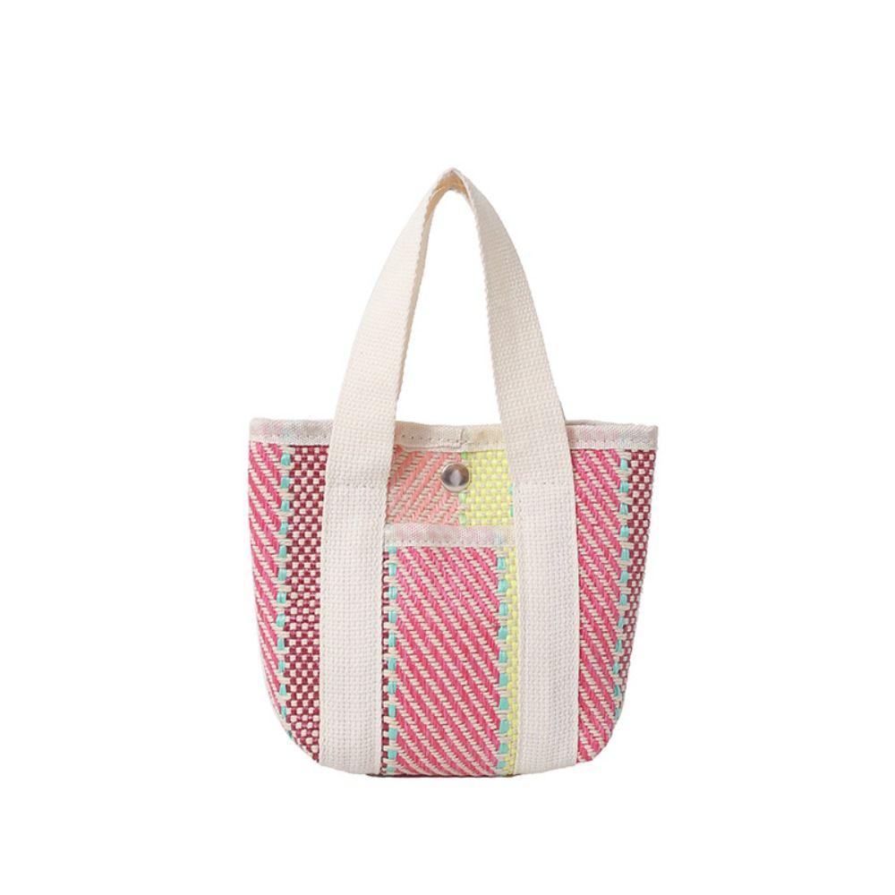 

Small Cloth Bag Weave Handbag Large Capacity Tote Bag Practical Lunch Bag Travel Style 1
