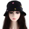 Beach Korean Cotton Embroidery Flower Girl Visor Cap Bucket Hat Sun Cap Sun Protection
