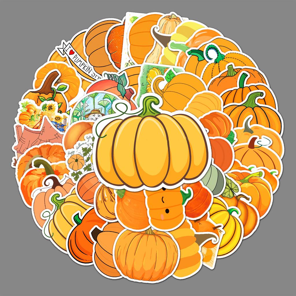 50 Pumpkin Doodle Personalized Cartoon Small Fresh Plant Creative DIY Skateboard Luggage Stickers Waterproof