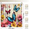 4 Pieces Vibrant Floral Shower Curtain Colorful Butterfly And Blooming Flowers Bathroom Suit Bath Mat Three Piece Set