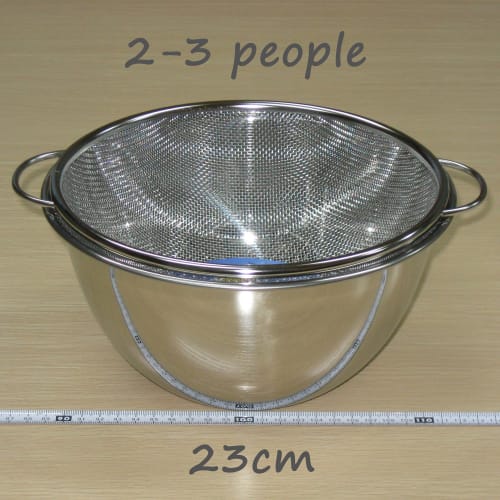 Nagao Tsubame-Sanjo Deep Bowl and Colander Set, Standard, 23cm Outer Diameter, 18-8 Stainless Steel, Made in Japan