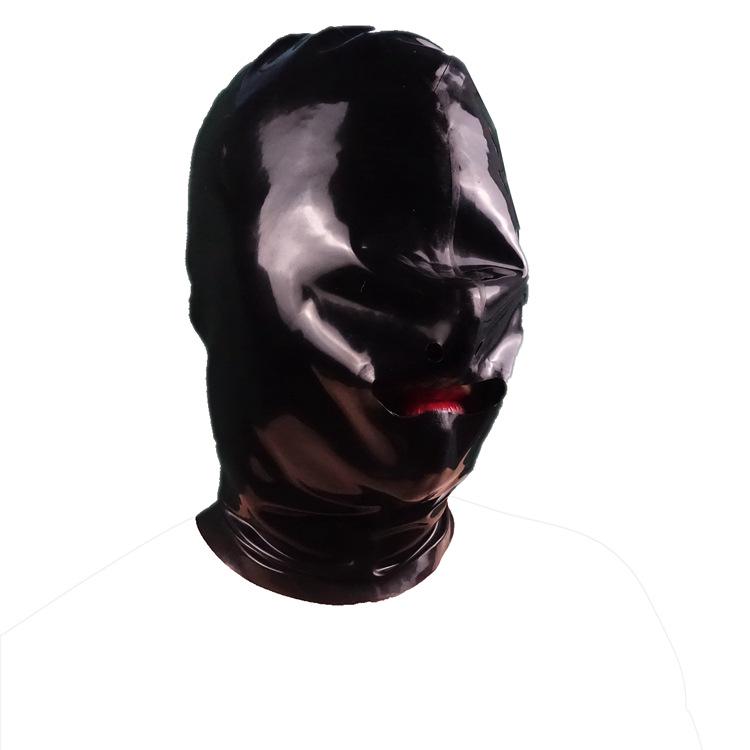 Sensual Elastic Glossy Mask with Mouth Opening for Roleplay and Crossdressing