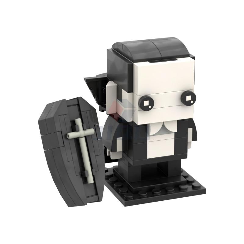 Halloween children's block toy Gift MOC Pumpkin Scene Model Vampire square head Cemetery model Cross coffin bat Spider Skull Man