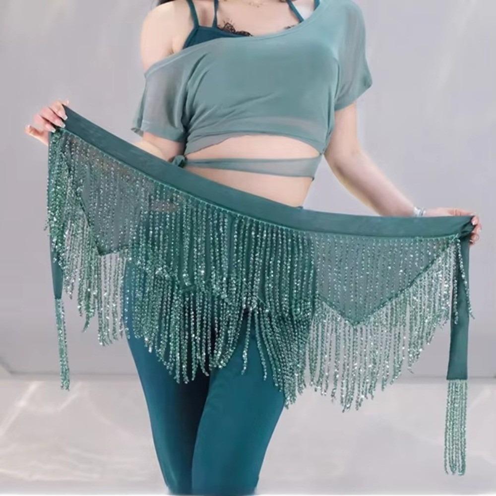 Triangle Belly Dance Hip Scarf Shining Tassel Hip Wraps Waist Chain Belt Oriental Dancer Wear Show