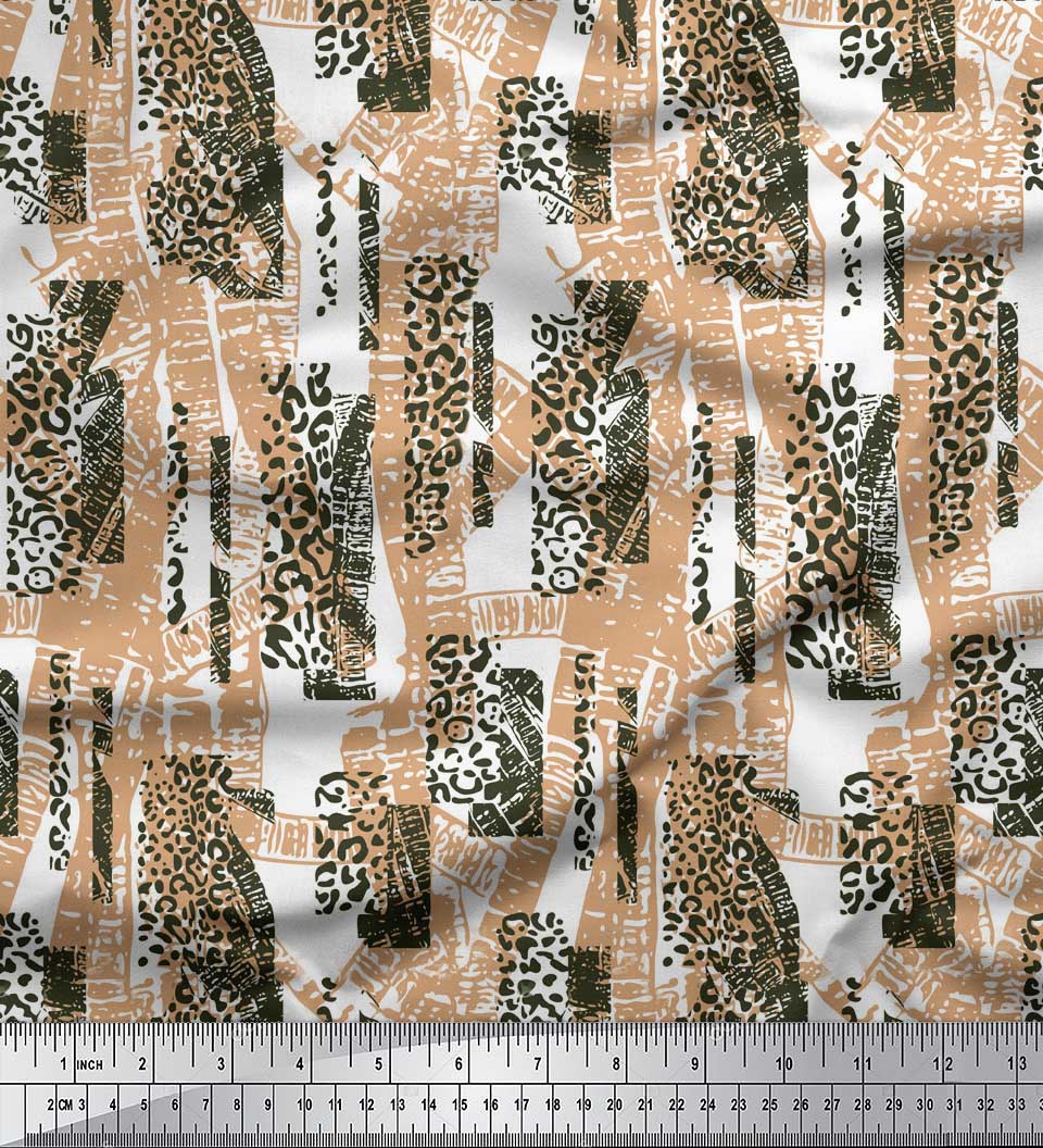 

Тканина Soimoi Green Japan Crepe Satin Мазок пензля та леопардова шкіра тварин Тканина на метри 42 дюйма 42 Inch Wide - Poly Crepe синій