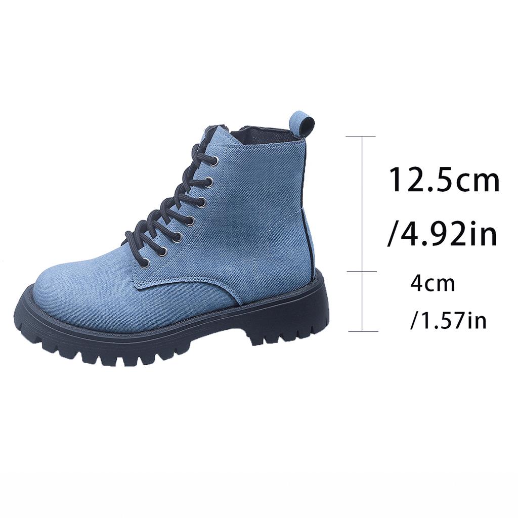 Fashion British Wind Plus Size Thick-soled Short Boots Women Spring and Autumn New Lace Design Solid Color Casual Fashion Boots.