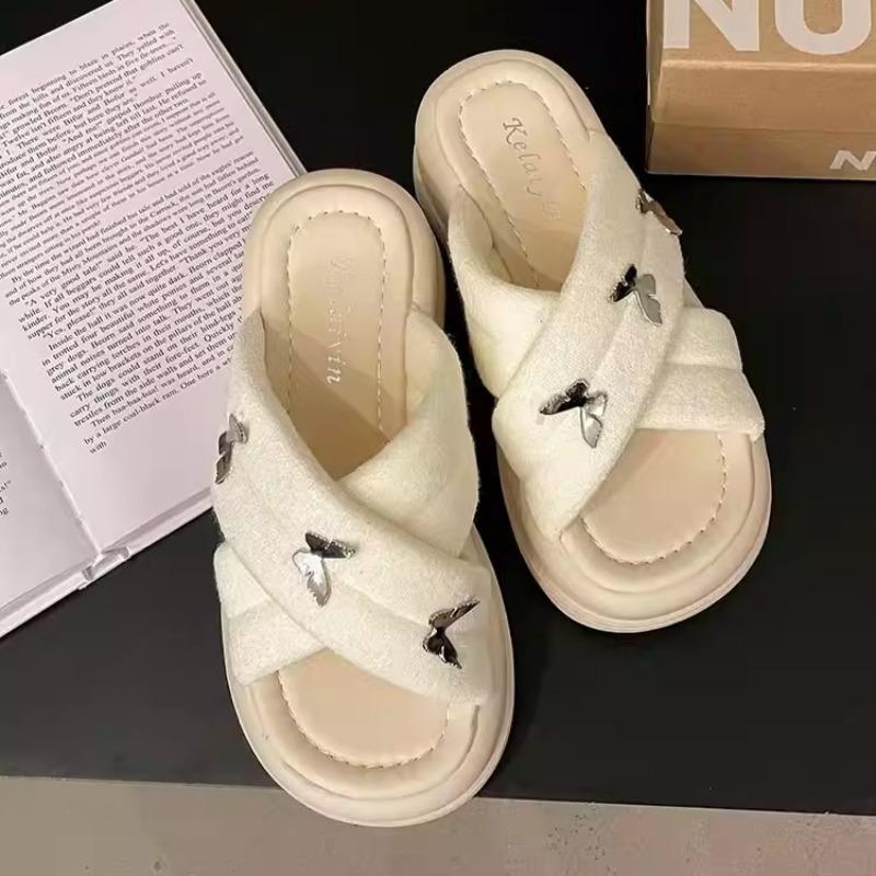 Fashion Platform Women's Slippers Designer Flats Shoes Summer Bling Slingback Sandals 2025 New Fad Flip Flops Beach Zapatillas De Mujer