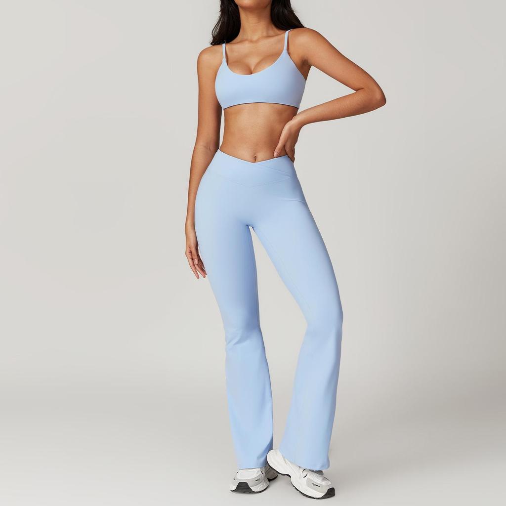 Umweltfreundliches, recyceltes, schnell trocknendes Yoga- und Lauf-Outfit - Damen-Fitnessanzug mit kurzen Ärmeln und stilvollem Rückendesign (Modell 8799)