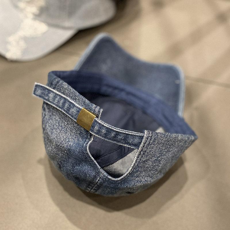 Washed Denim Baseball Caps Women Vintage Holed Distressed Cap Fashion Sports Denim Hats Plain Women Men Dad Caps