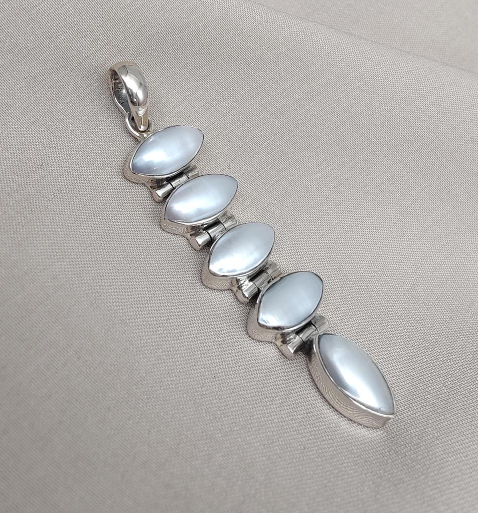 Handmade Pearl Pendant: 925 Sterling Silver Marquise Gemstone