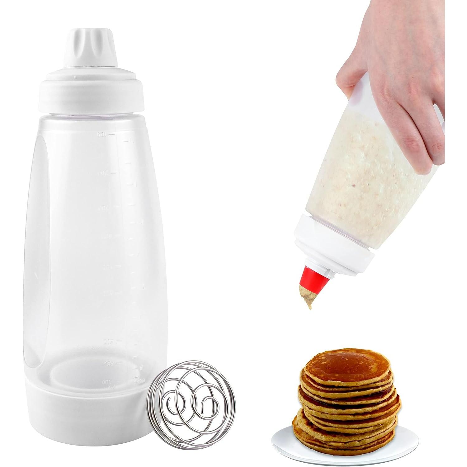 Dough Scoop, Pancakes, 1000 ml Dough Scoop with Scale and Mixing Ball, Hand Batter Dispenser for Pancakes, Muffins, Crepes, Waffles X1