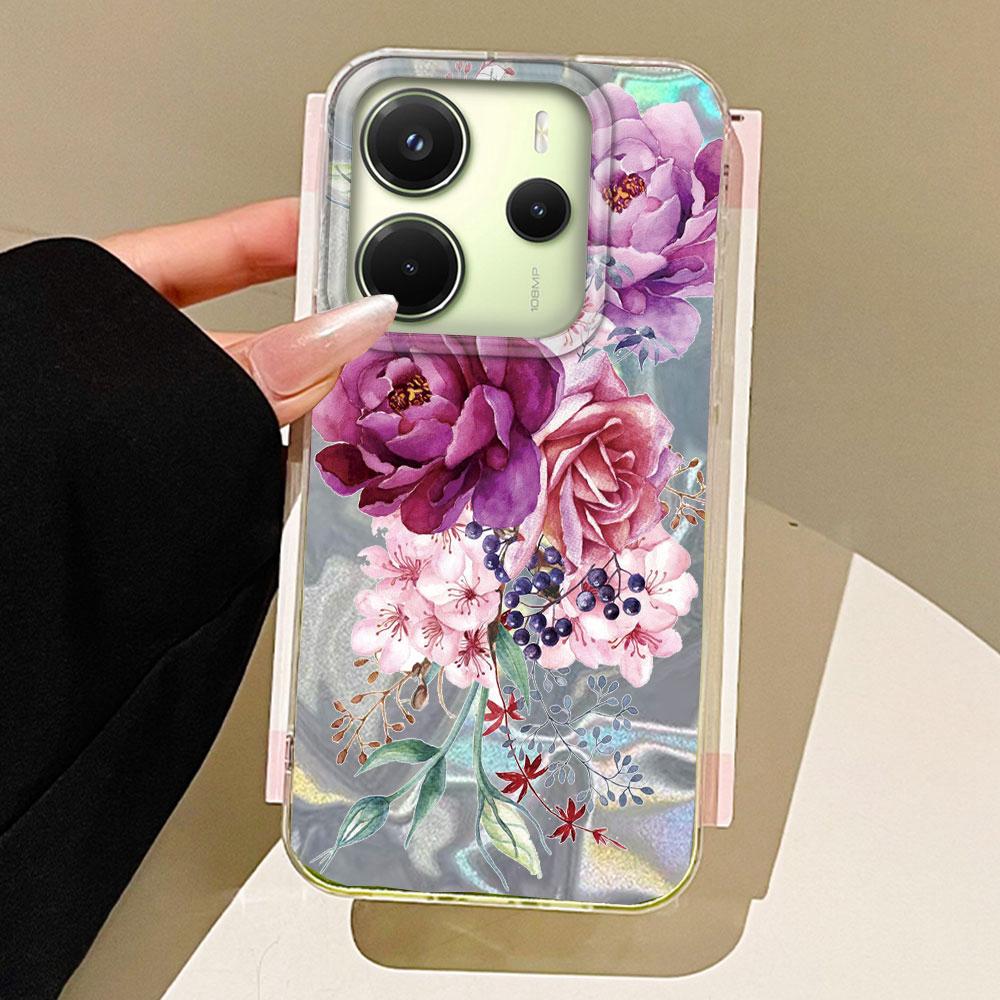 

Summer Pink Rose Flowers Phone Case for Xiaomi Redmi 13C 14C A5 A3 A4 A3X A1 A2 Note 14 13 12 11 11S 10 Pro Silicone Shell Cover Redmi Note 13 5G білий