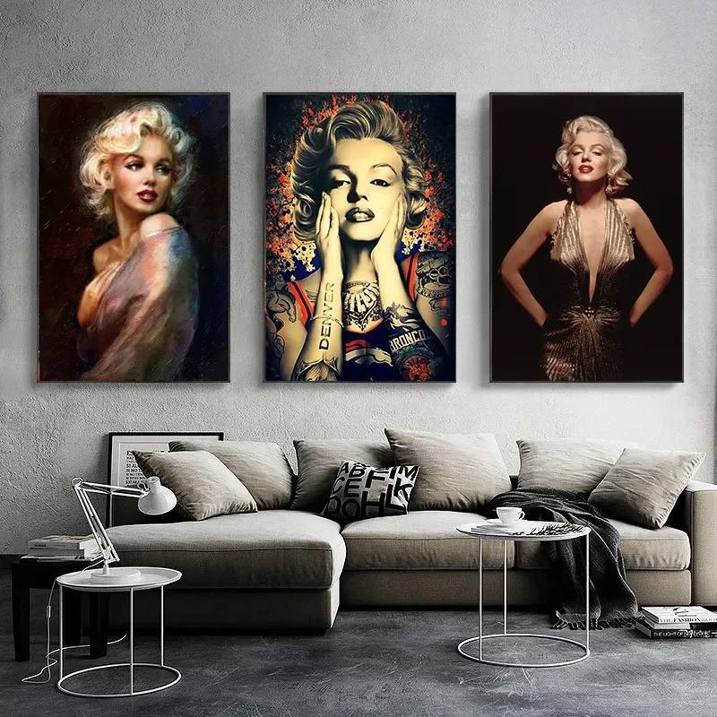 Klasické plátno s filmovou hvězdou Sexy Marilyn Monroe Portrét Plakáty Tisky Nástěnné umění Obraz pro obývací pokoj Domácí dekorace